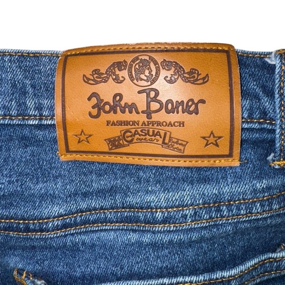 John Baner Women’s Sz 14 Dark Blue Stretch Denim Jeans Tapered Ankle High Rise - Picture 6 of 11